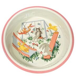 Tiffany & Co Tiffany Playground Ceramic Bowl 1992 Animals Pink Rim Made in Japan